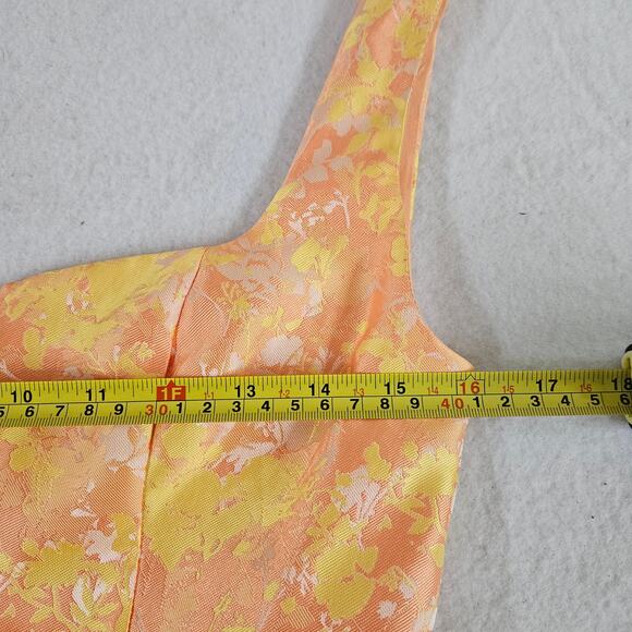 Song of Style Indra Mini Dress Size M Floral Print Tank Fit Flare Yellow Peach - Picture 7 of 8